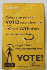 Listing image for Millennium Dome Marconi Vote Card 1999-2000 Greenwich Double Sided Collectible