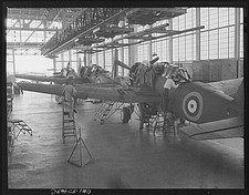 Listing image for Photo:WWII Era Aircraft Factory Hangar RAF Fighter Assembly 1940s