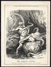 Listing image for MARCONI OCTOPUS 1913 Leonard Raven-Hill PUNCH CARTOON PAGE